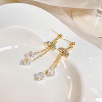 Fashion Fish Tail Alloy Inlay Artificial Diamond Drop Earrings 1 Pair main image 6