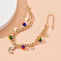 Fashion Butterfly Alloy Plating Inlay Rhinestones Anklet main image 3