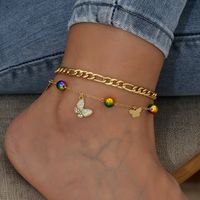 Fashion Butterfly Alloy Plating Inlay Rhinestones Anklet main image 4