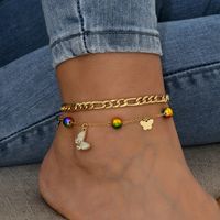 Fashion Butterfly Alloy Plating Inlay Rhinestones Anklet main image 1