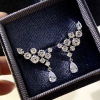 Fashion Water Droplets Copper Drop Earrings Inlay Artificial Diamond Copper Earrings 1 Pair sku image 1