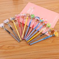 Cute Cartoon Wooden Student Sketch Drawing Pencil With Eraser Brush main image 1