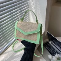 Beach Solid Color Square Flip Cover Straw Bag main image 1