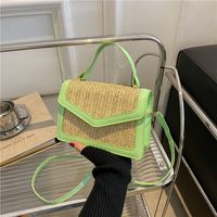 Beach Solid Color Square Flip Cover Straw Bag main image 2