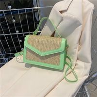 Beach Solid Color Square Flip Cover Straw Bag main image 4