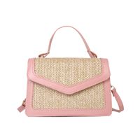 Beach Solid Color Square Flip Cover Straw Bag sku image 2