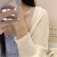 Sweet Heart Shape Alloy Inlay Artificial Pearls Rhinestones Bracelets Necklace 1 Piece main image 6