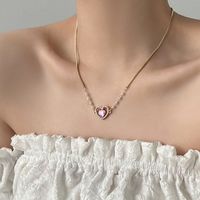 Sweet Heart Shape Alloy Inlay Artificial Pearls Rhinestones Bracelets Necklace 1 Piece sku image 2
