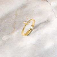 Fashion Butterfly Copper Rings Gold Plated Zircon Copper Rings 1 Piece main image 5