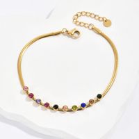 Shiny Geometric 304 Stainless Steel 14K Gold Plated Artificial Rhinestones Bracelets In Bulk main image 1