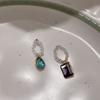 Moda Cuadrado Gotitas De Agua Aleación Cobre Embutido Perlas Artificiales Diamantes De Imitación Mujeres Collar sku image 1