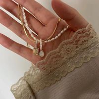 Moda Cuadrado Gotitas De Agua Aleación Cobre Embutido Perlas Artificiales Diamantes De Imitación Mujeres Collar main image 3