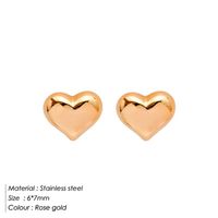 Simple Style Heart Shape Stainless Steel Ear Studs sku image 3