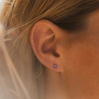 Simple Style Round Inlay Stainless Steel Rhinestones 14K Gold Plated Ear Studs main image 4