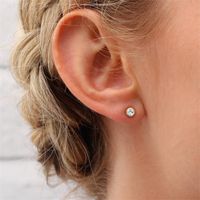 Simple Style Round Inlay Stainless Steel Rhinestones 14K Gold Plated Ear Studs main image 2