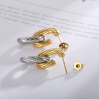 Fashion Geometric Plating Metal Titanium Steel 18K Gold Plated Drop Earrings main image 5