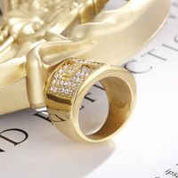 Acero Titanio Chapados en oro de 18k Moda Enchapado Metal Cruzar Diamantes De Imitación Anillos main image 3