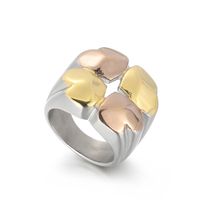 Titan Stahl 18 Karat Vergoldet Mode Überzug Inlay Geometrisch Herzform Strasssteine Ringe main image 4