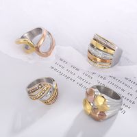 Titanium Steel 18K Gold Plated Fashion Plating Inlay Geometric Heart Shape Rhinestones Rings main image 5