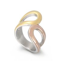 Titan Stahl 18 Karat Vergoldet Mode Überzug Inlay Geometrisch Herzform Strasssteine Ringe sku image 5