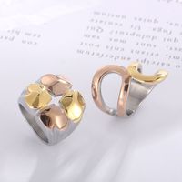 Titanium Steel 18K Gold Plated Fashion Plating Inlay Geometric Heart Shape Rhinestones Rings main image 2