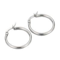 Simple Style Circle Stainless Steel Hoop Earrings Plating Metal Stainless Steel Earrings main image 4
