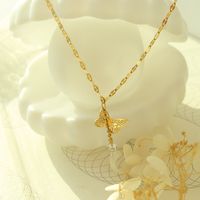 Simple Style Butterfly Titanium Steel Pendant Necklace Zircon Stainless Steel Necklaces main image 5