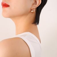 À La Française Forme C Placage Acier Au Titane Perle Des Boucles D'oreilles sku image 3