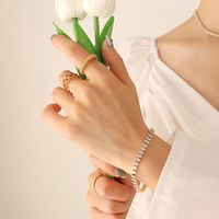 Fashion Simple Colorful Zircon Titanium Steel Necklace Bracelet sku image 1