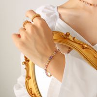 Fashion Simple Colorful Zircon Titanium Steel Necklace Bracelet sku image 2