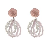 Fashion Flower Imitation Pearl Resin Patchwork Earrings main image 4