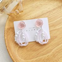 Fashion Flower Imitation Pearl Resin Patchwork Earrings main image 2