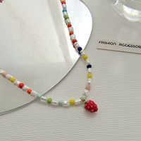 Bohemian Fruit Imitation Pearl Alloy Resin Enamel Necklace main image 1