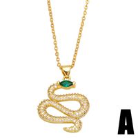 Fashion Cross Snake Copper Pendant Necklace Inlay Zircon Copper Necklaces sku image 1