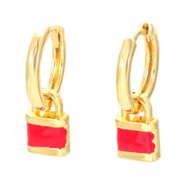 Novelty Lock Copper Drop Earrings Enamel Plating Copper Earrings sku image 3