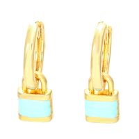 Novelty Lock Copper Drop Earrings Enamel Plating Copper Earrings sku image 7