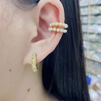 Fashion C Shape Plating Inlay Copper Pearl Ear Clips main image 3