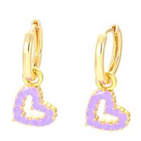 Fashion Heart Shape Copper Drop Earrings Enamel Plating Copper Earrings sku image 3