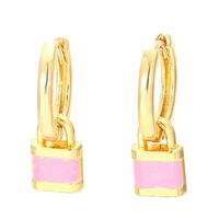 Novelty Lock Copper Drop Earrings Enamel Plating Copper Earrings sku image 4