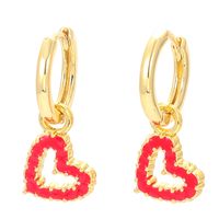 Fashion Heart Shape Copper Drop Earrings Enamel Plating Copper Earrings main image 4
