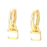 Novelty Lock Copper Drop Earrings Enamel Plating Copper Earrings sku image 1