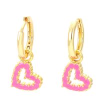Fashion Heart Shape Copper Drop Earrings Enamel Plating Copper Earrings sku image 5