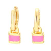 Novelty Lock Copper Drop Earrings Enamel Plating Copper Earrings sku image 5