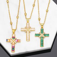 Fashion Cross Copper Pendant Necklace Inlay Zircon Copper Necklaces main image 6