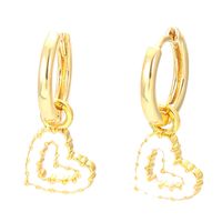 Fashion Heart Shape Copper Drop Earrings Enamel Plating Copper Earrings sku image 1