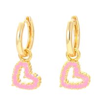 Fashion Heart Shape Copper Drop Earrings Enamel Plating Copper Earrings sku image 4
