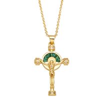 Fashion Cross Star Copper Pendant Necklace Inlay Zircon Copper Necklaces sku image 2