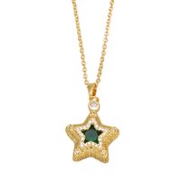 Fashion Cross Star Copper Pendant Necklace Inlay Zircon Copper Necklaces sku image 1