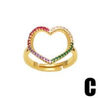 Fashion Star Heart Shape Copper Open Ring Plating Inlay Zircon Copper Rings sku image 3