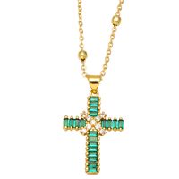 Fashion Cross Copper Pendant Necklace Inlay Zircon Copper Necklaces sku image 3
